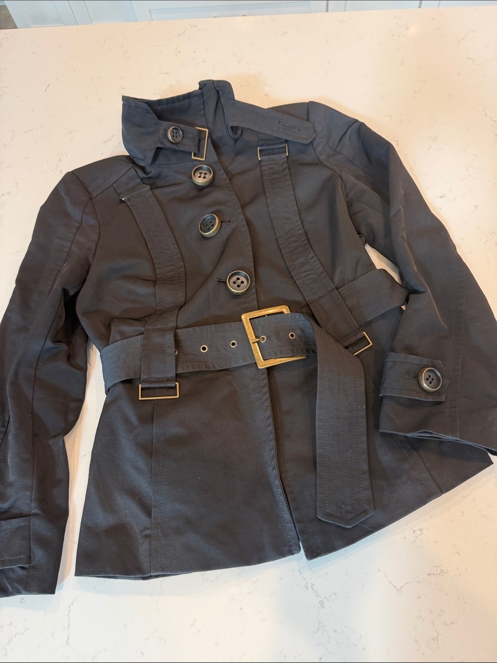Zara Black Short Belted Trench Coat